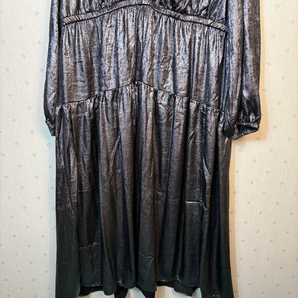 Lane Bryant Shirred Shoulder Maxi Dress Size 26 Satin Formal Evening Gala NWT - Picture 9 of 13